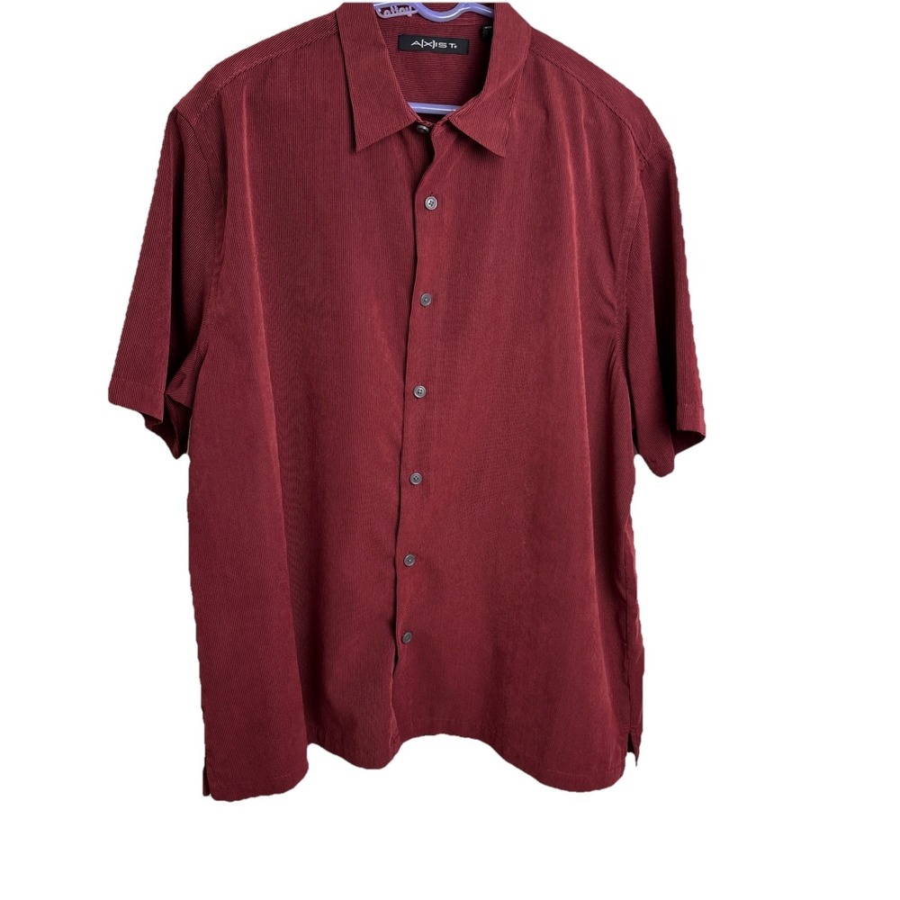 Axist Soft Mens XL Button Up Short SleeveShirt Rust Casual